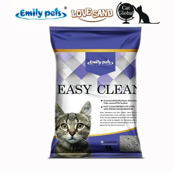 Emily pets® Bentonite clay cat litter lemon 5l tui lavender